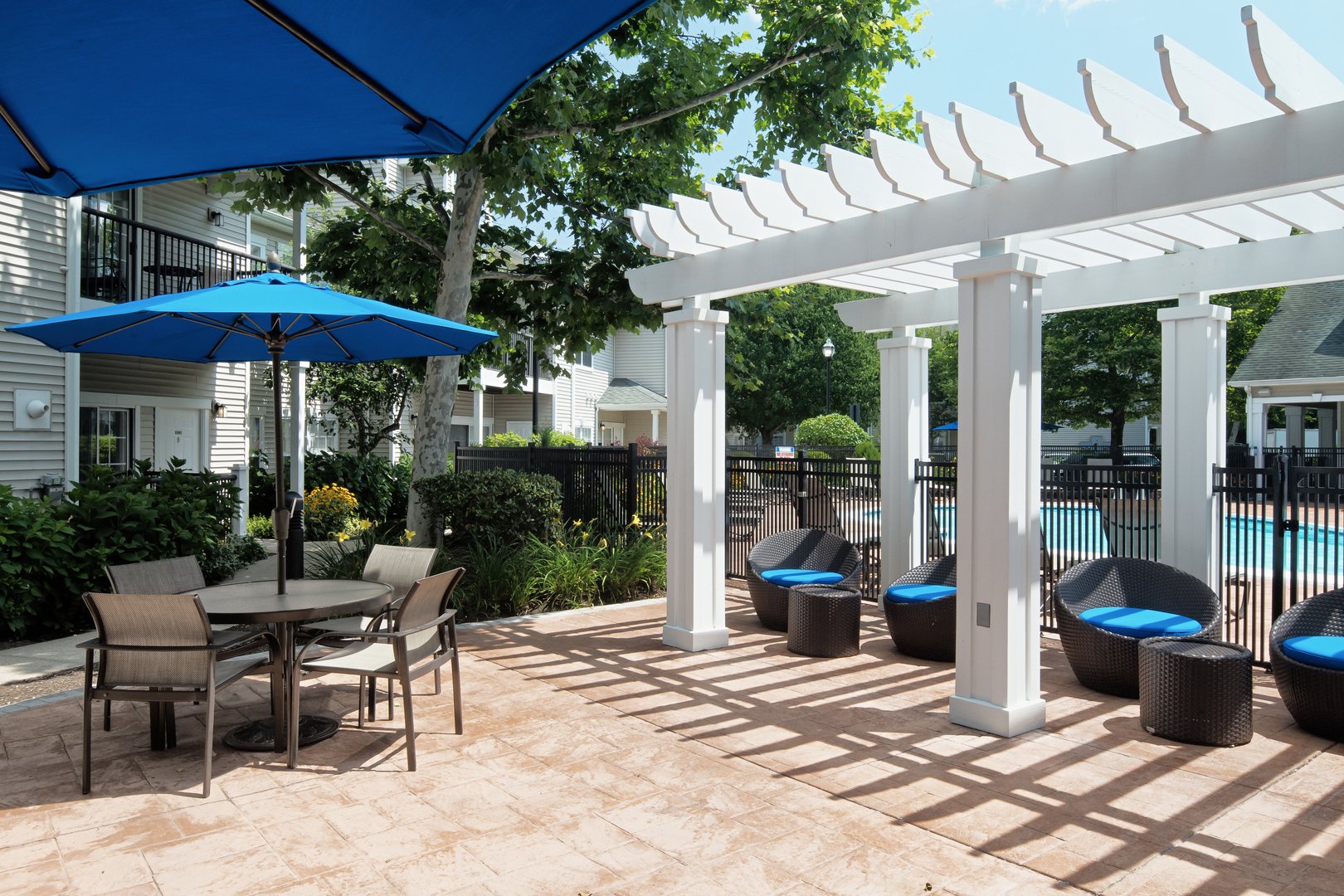 Outdoor BBQ patio with grills.