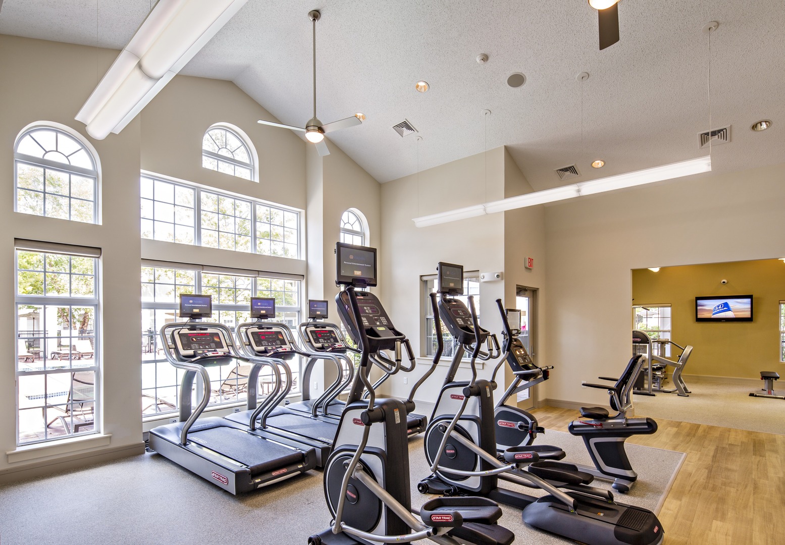 Elliptical machines in the fitness center.