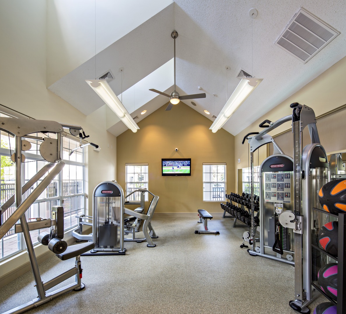 Free weights and weight machines.