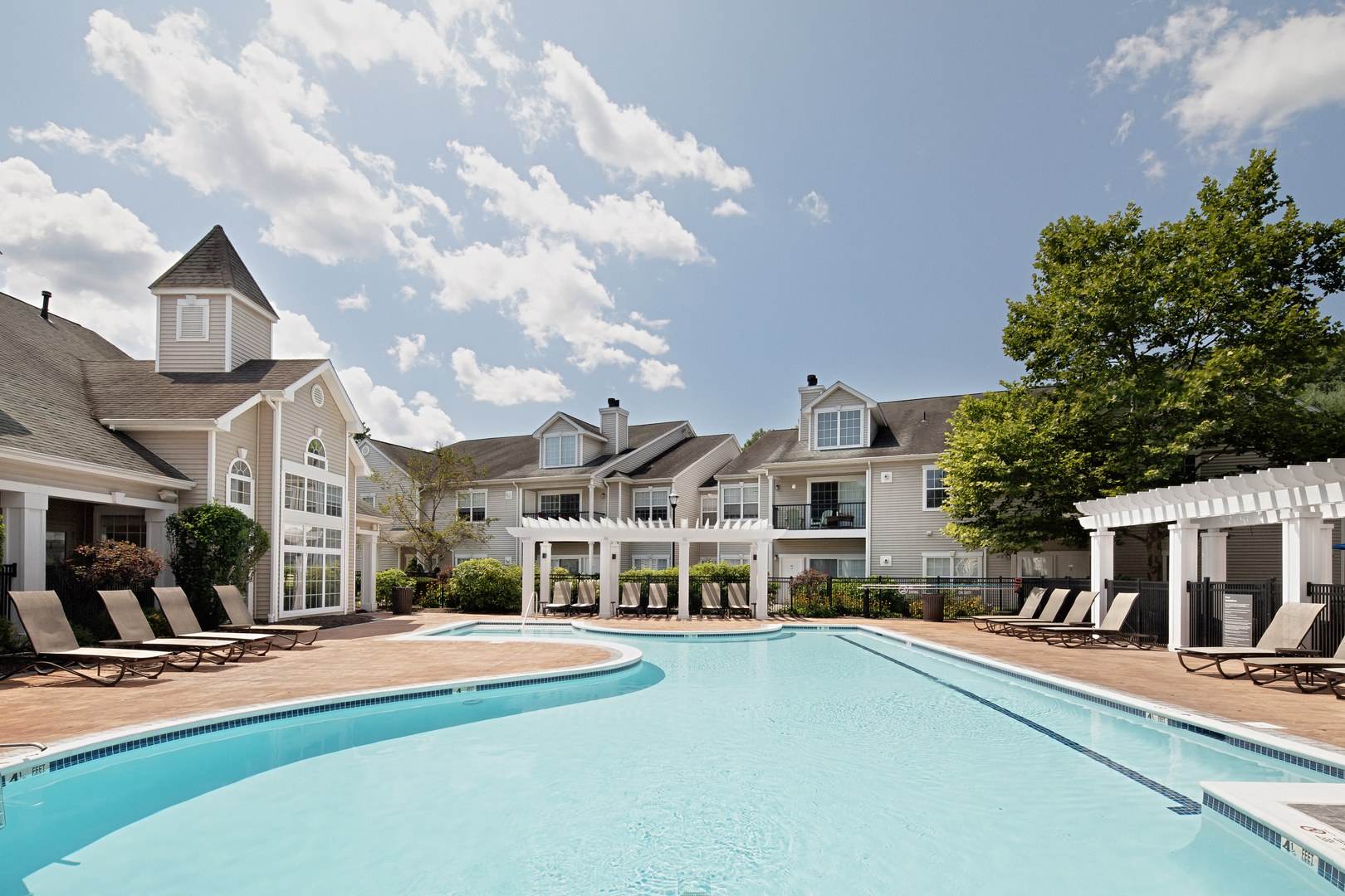 Swimming pool with water.
