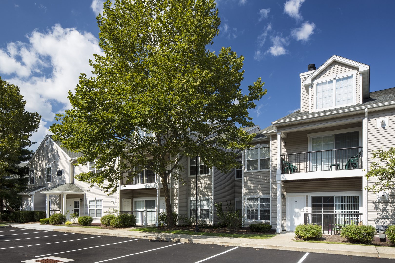 Apartment building exterior.