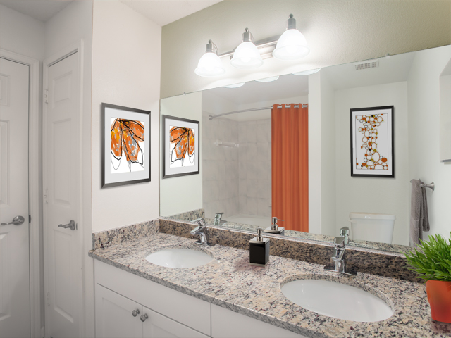 Double vanity sinks.