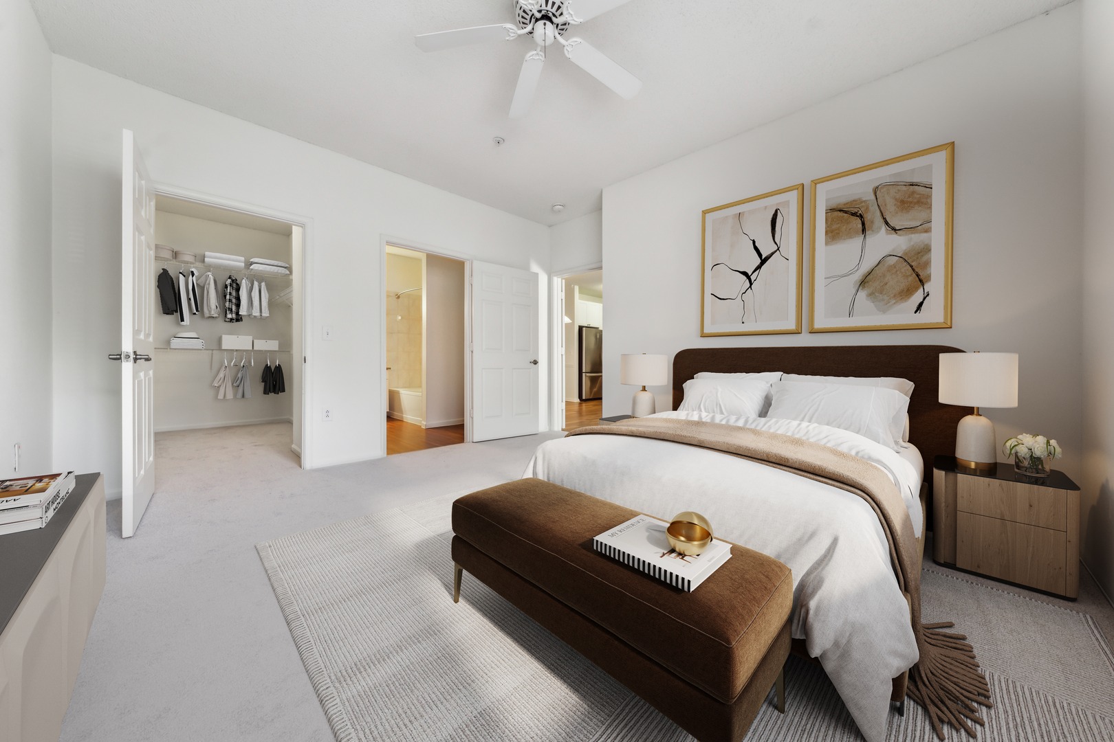 Bedroom with bed and closet.